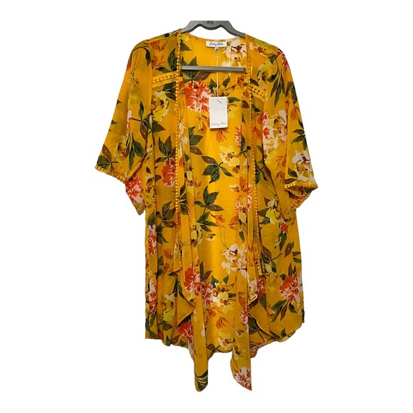 emory park Tops - Emory Park Landy Crochet Trim Kimono cover up Size Large NWT
